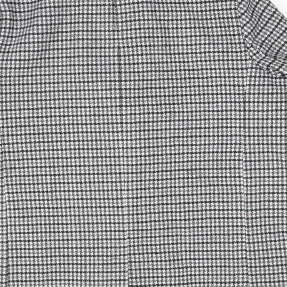 Marks & Spencer Womens Grey Plaid Overcoat Coat Size 18 Button