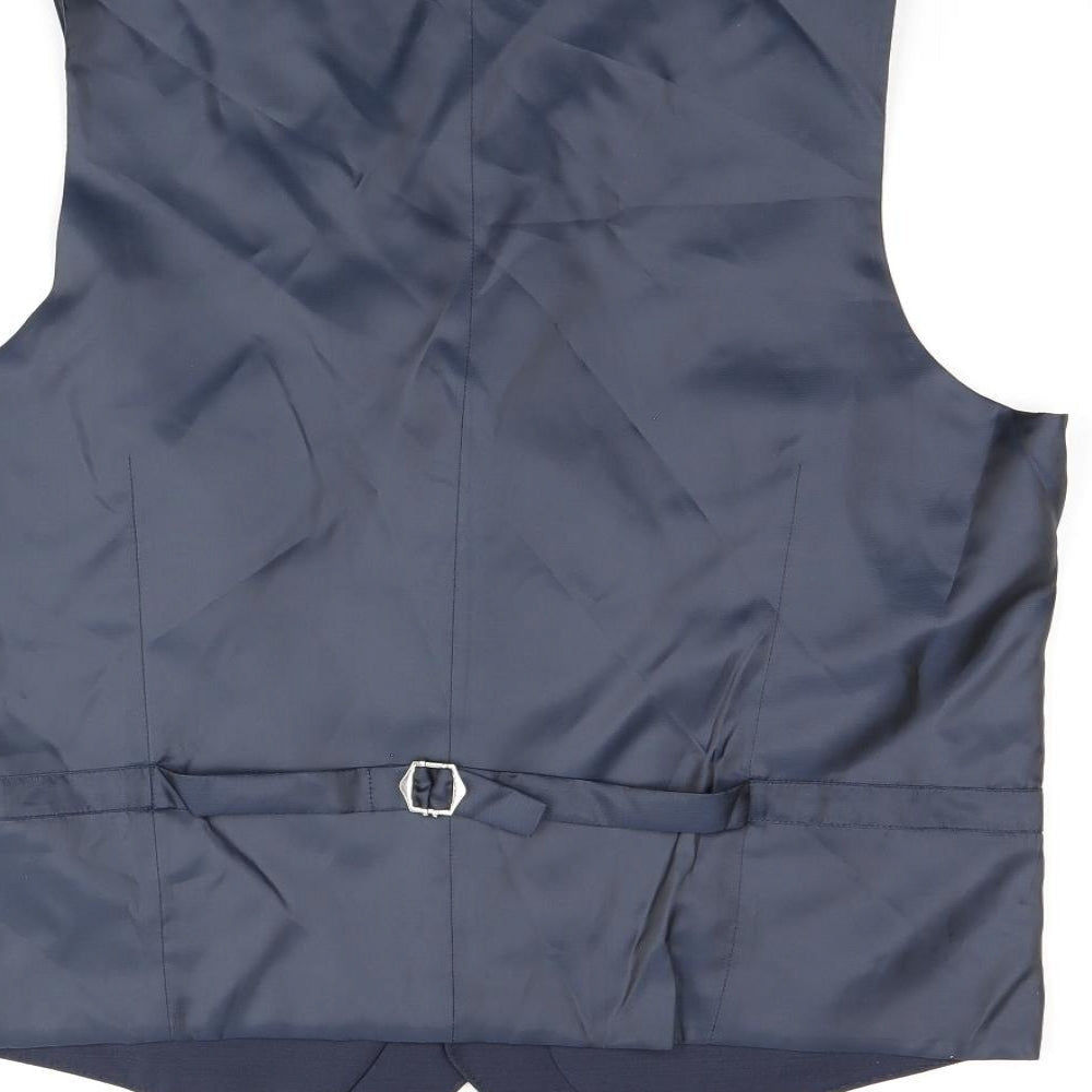 Marks & Spencer Mens Blue Wool Jacket Suit Waistcoat Size 40 Regular