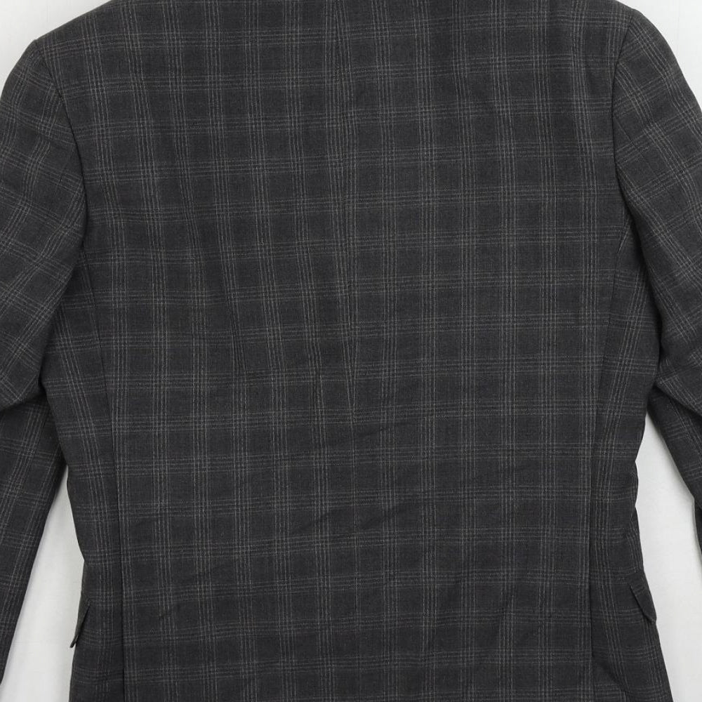 Limehaus Mens Grey Plaid Polyester Jacket Suit Jacket Size 34 Regular