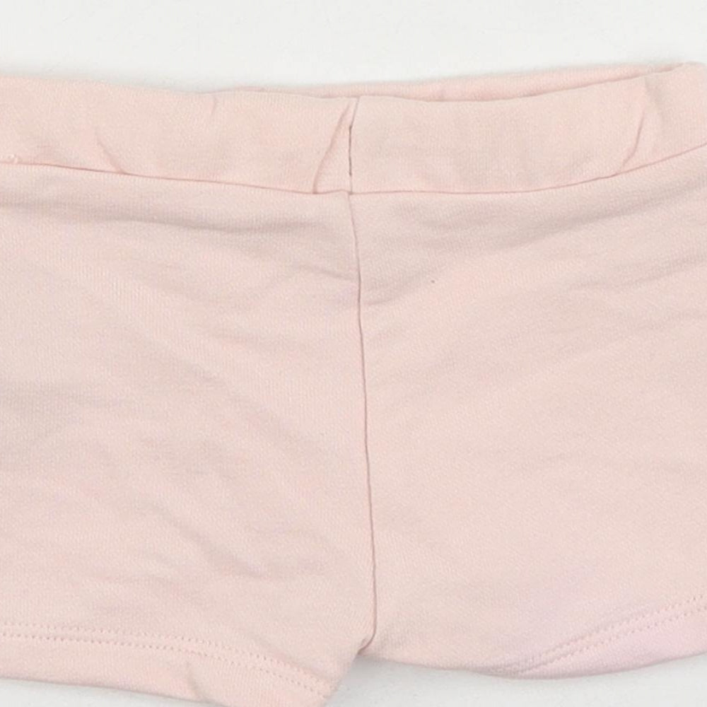 Marks & Spencer Baby Pink Cotton Jogger Trousers Size 0-3 Months Drawstring - Cropped