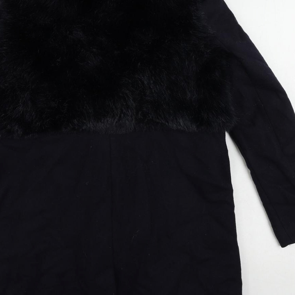 Topshop Womens Blue Overcoat Coat Size 6 Snap