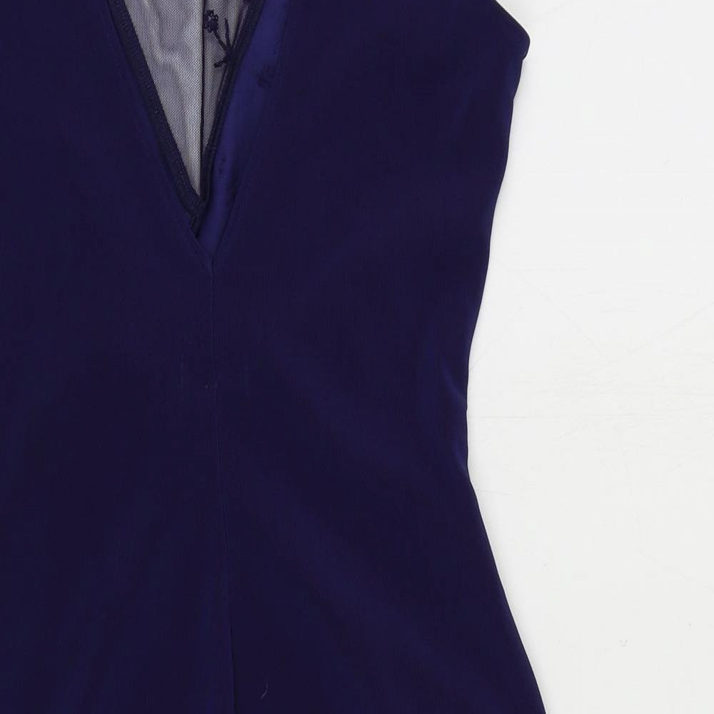 Lipsy Womens Blue Polyester Pencil Dress Size 10 Round Neck Pullover - Embellished