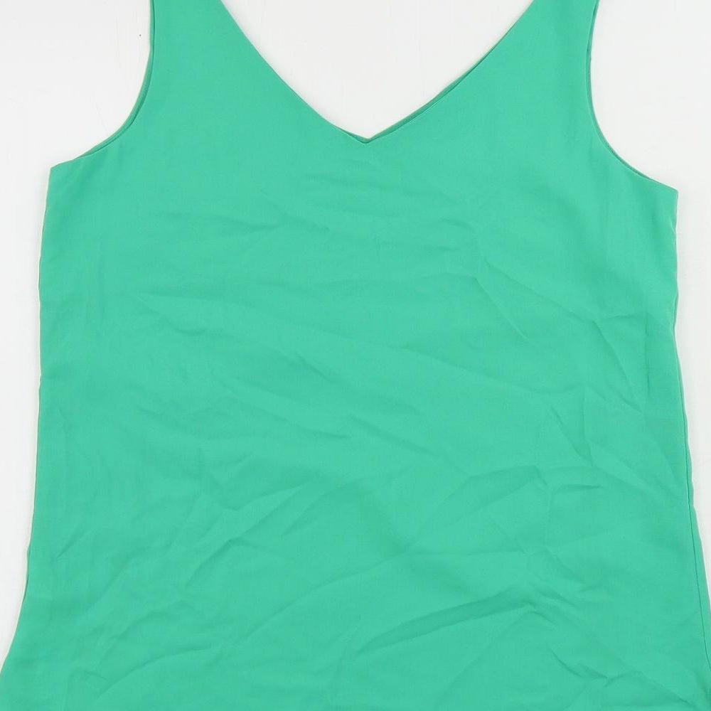 Wallis Womens Green Polyester Basic Tank Size 8 V-Neck