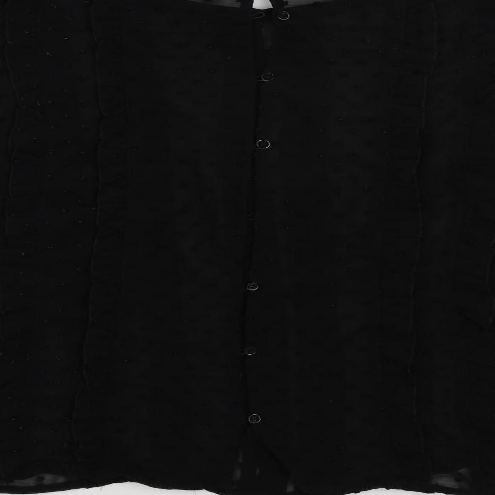 Zara Womens Black Polyester Basic Blouse Size L Round Neck - Sheer