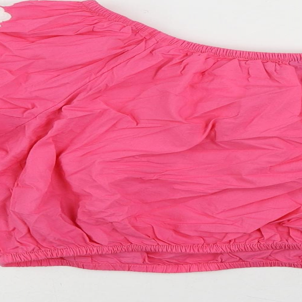 Marks & Spencer Womens Pink Cotton Cropped Blouse Size 18 Off the Shoulder - Embroidered