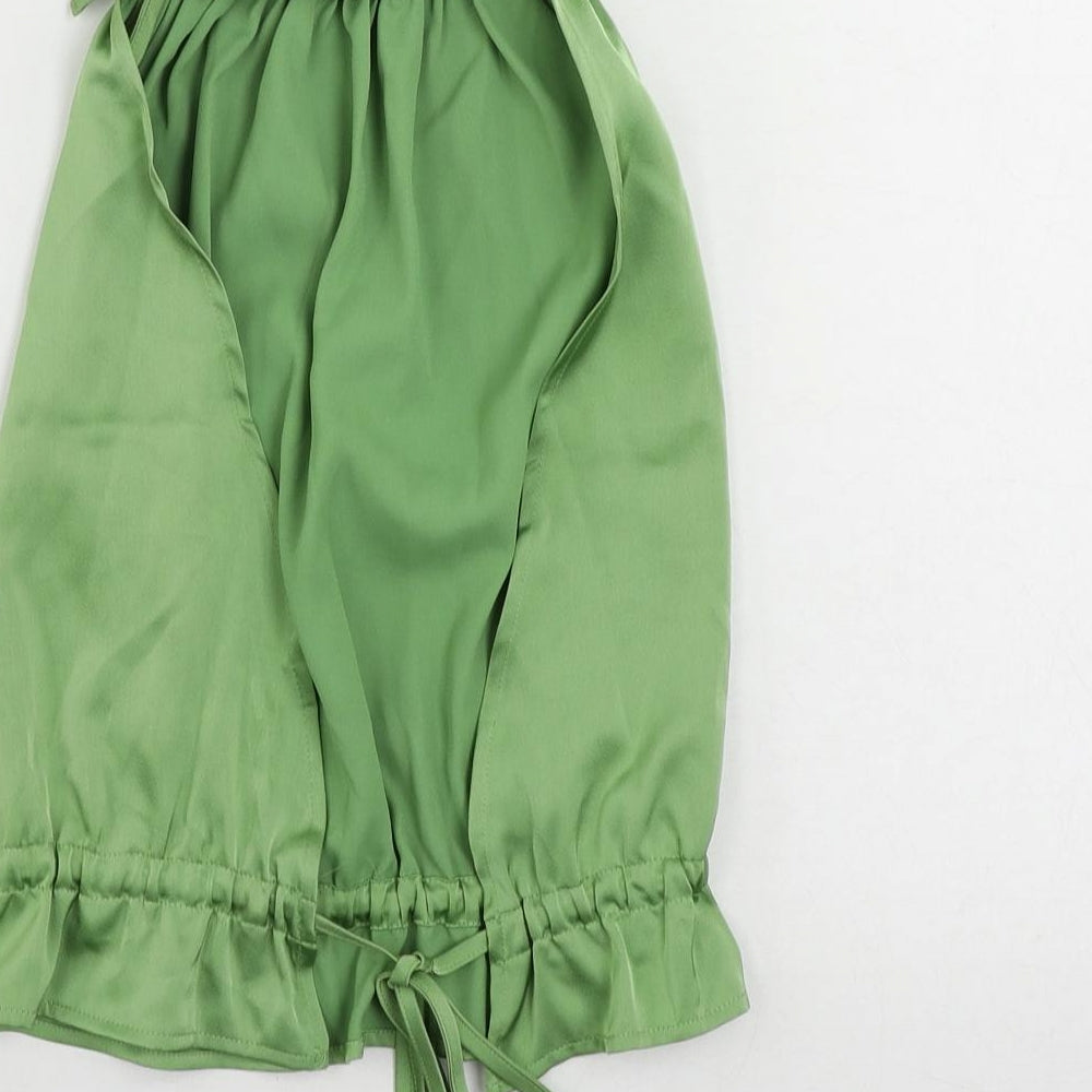VILA Womens Green Polyester Basic Tank Size 14 Mock Neck - Open Back