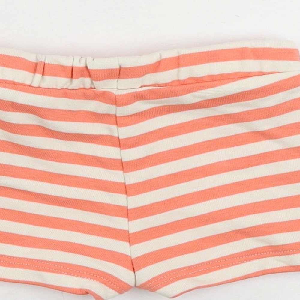 Marks & Spencer Baby Pink Striped Cotton Cropped Trousers Size 3-6 Months Drawstring