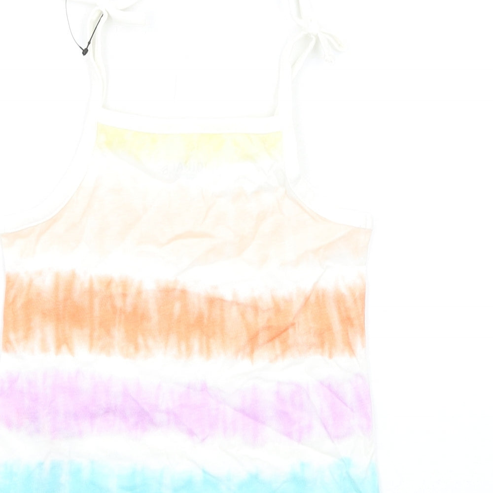 Marks & Spencer Girls Multicoloured Geometric Cotton Basic Tank Size 3-4 Years Square Neck Pullover