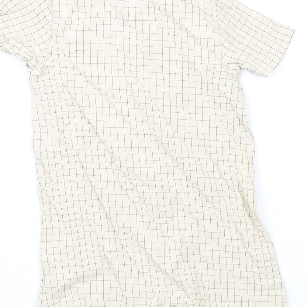 Marks & Spencer Baby Beige Check Cotton Romper One-Piece Size 12-18 Months Button