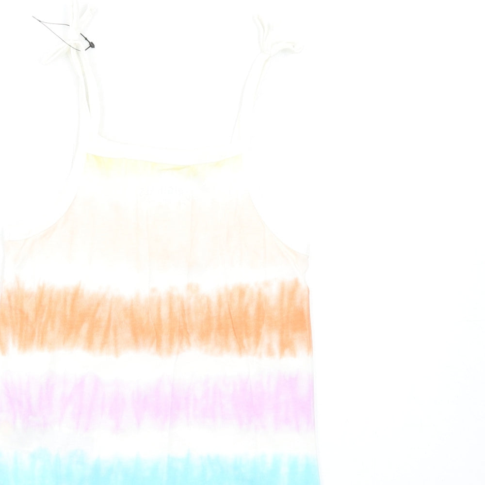 Marks & Spencer Girls Multicoloured Geometric Cotton Basic Tank Size 4-5 Years Square Neck Pullover