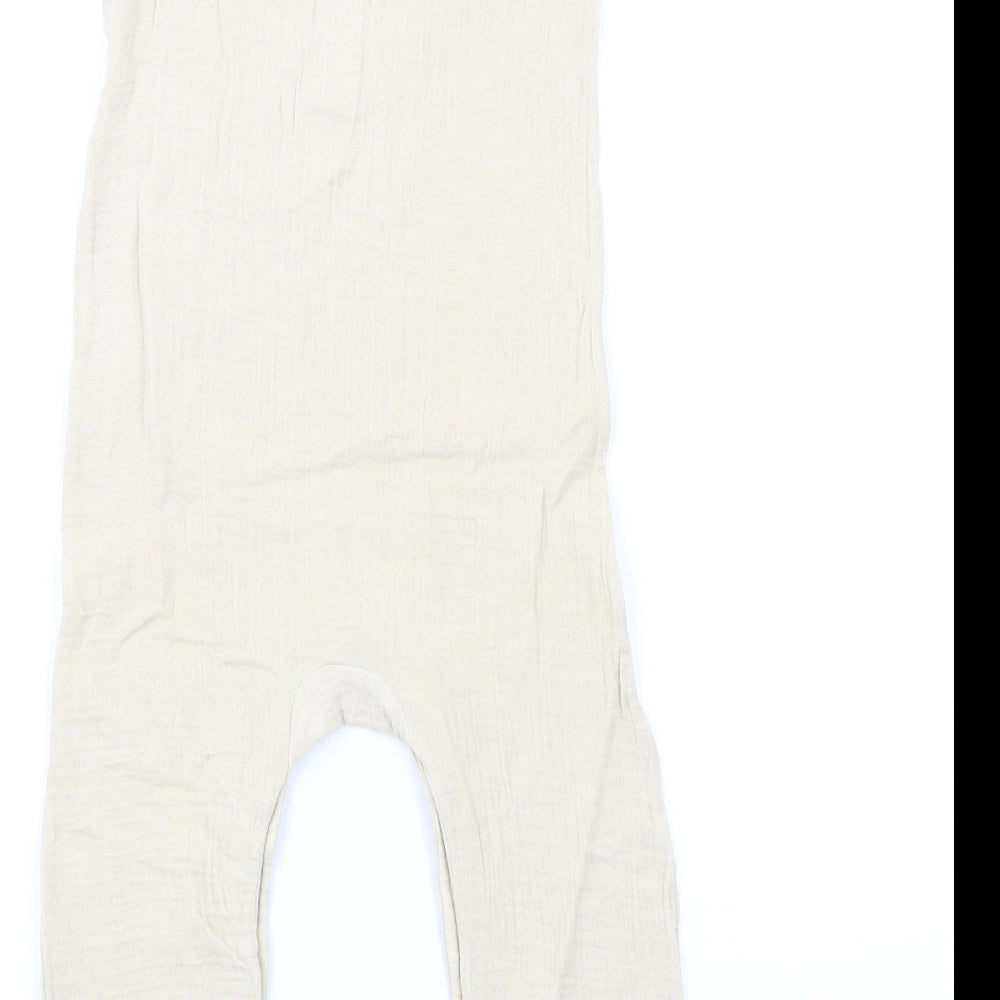 Marks & Spencer Girls Beige Cotton Romper One-Piece Size 2-3 Years L13 in Snap