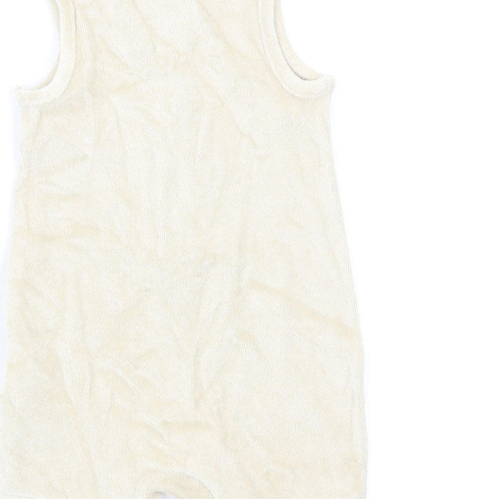 Marks & Spencer Baby Beige Cotton Romper One-Piece Size 0-3 Months Button