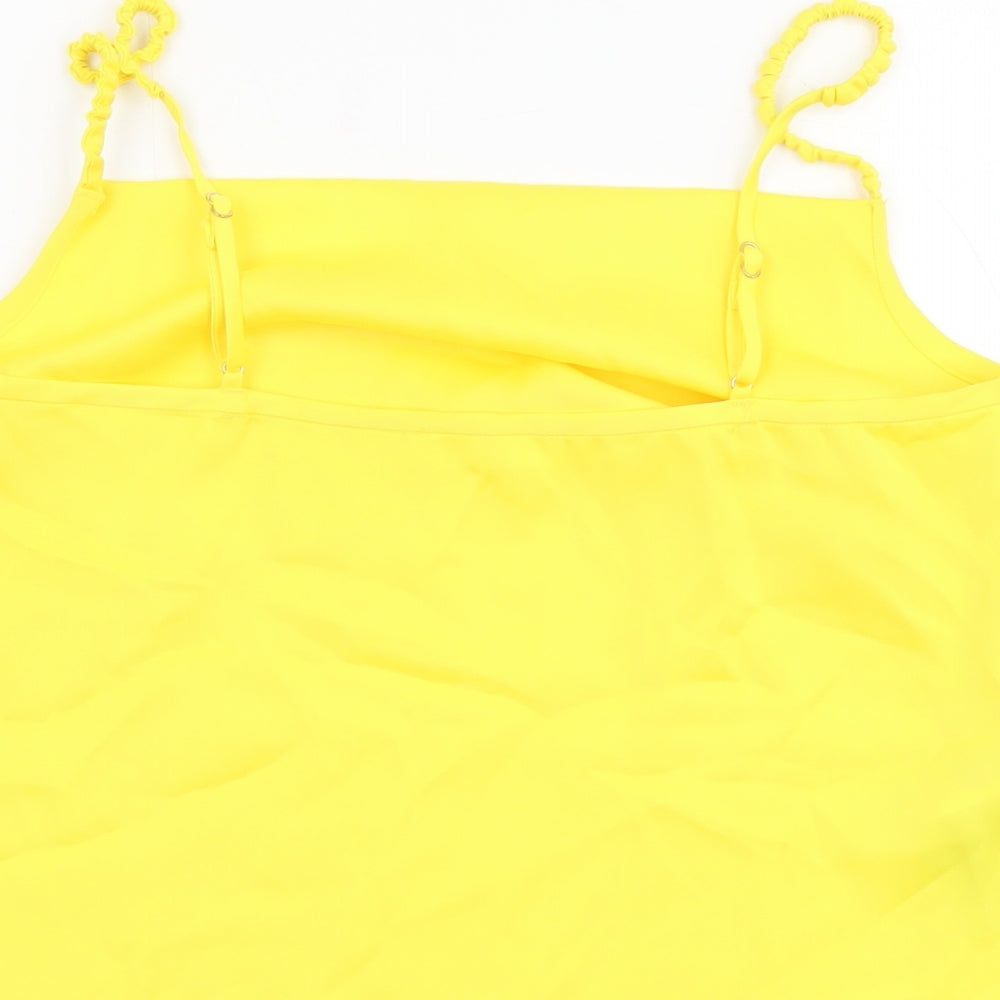 Mango Womens Yellow Polyester Camisole Tank Size S Cowl Neck - Cropped