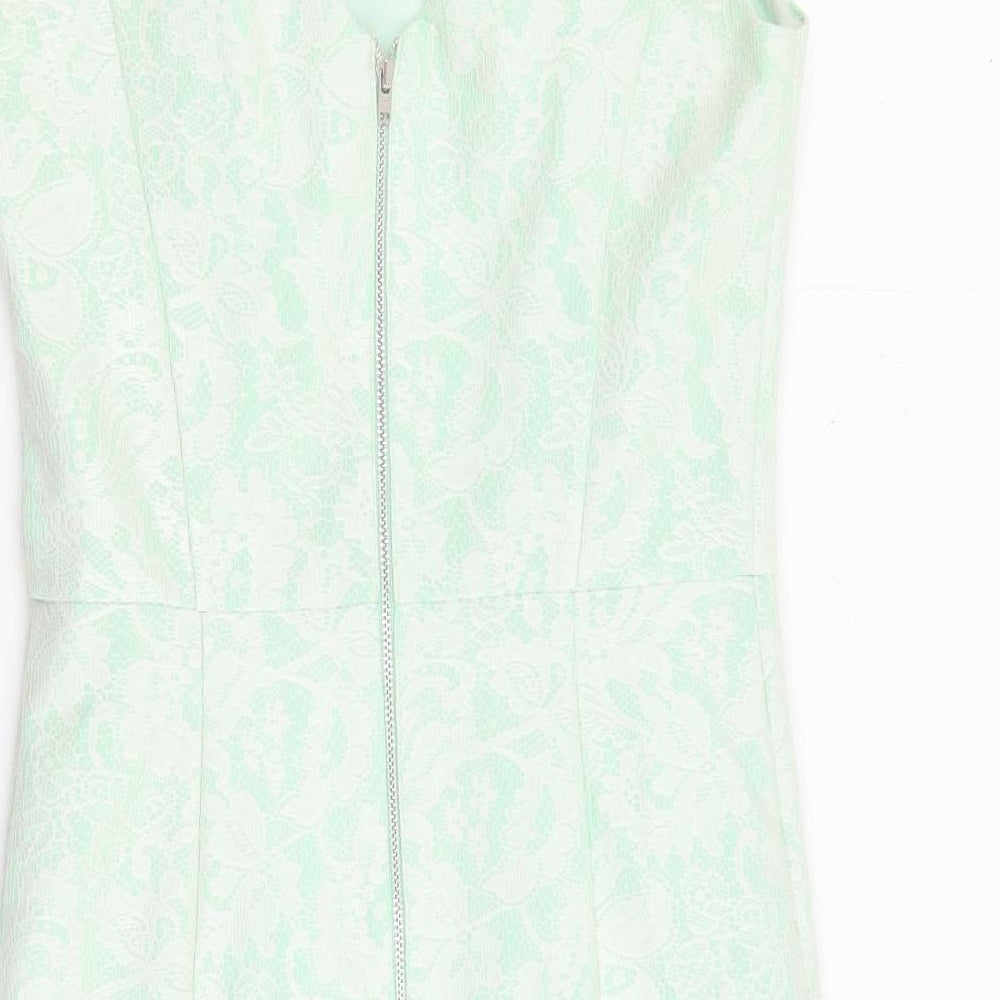 Red Herring Womens Green Polyester Shift Size 8 Boat Neck Zip