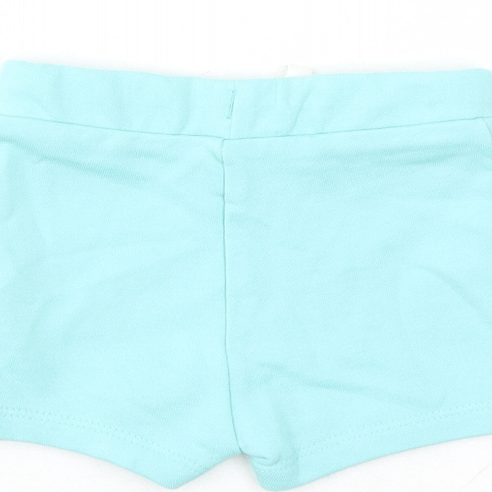 Marks & Spencer Baby Blue Cotton Capri Trousers Size 3-6 Months Drawstring - Elasticated Waist