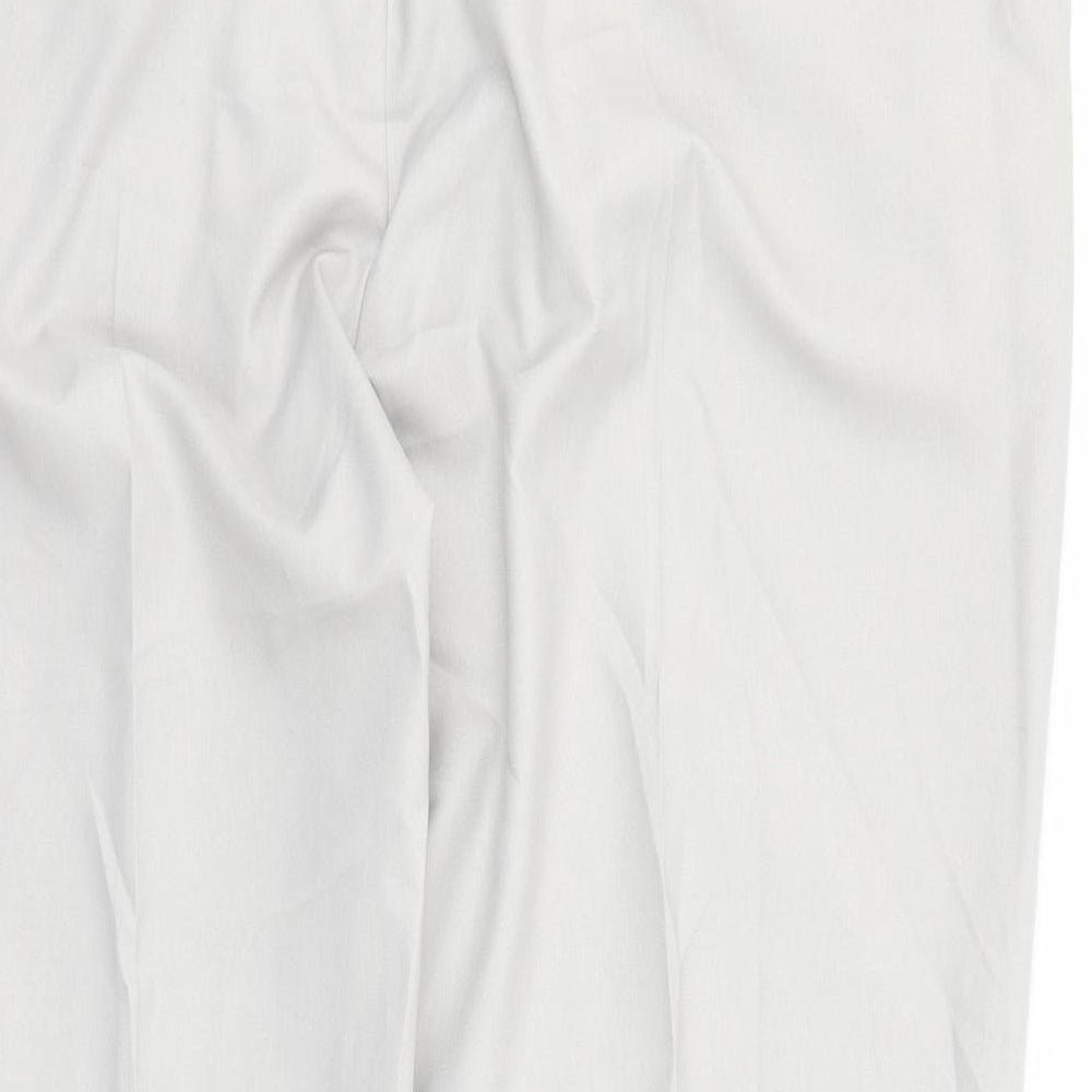Marks & Spencer Mens Grey Polyester Trousers Size 44 in L28 in Regular Zip - Pockets Short Leg