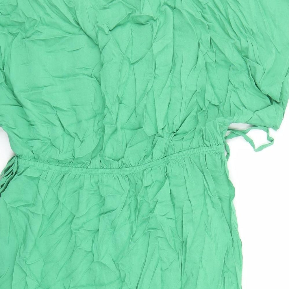 Marks & Spencer Womens Green Viscose A-Line Size 14 V-Neck Pullover - Elasticated Waist