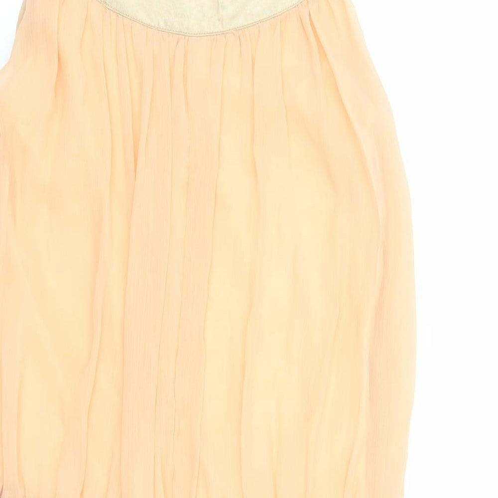Tenki Womens Orange Polyester Camisole Tank Size S Round Neck - Embroidered Detail