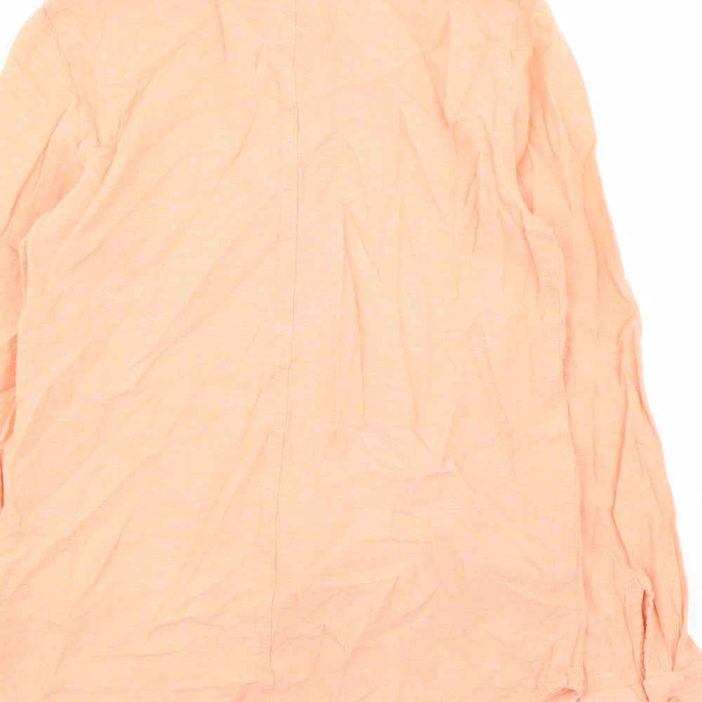 Warehouse Womens Orange Cotton Basic Button-Up Size 8 Collared