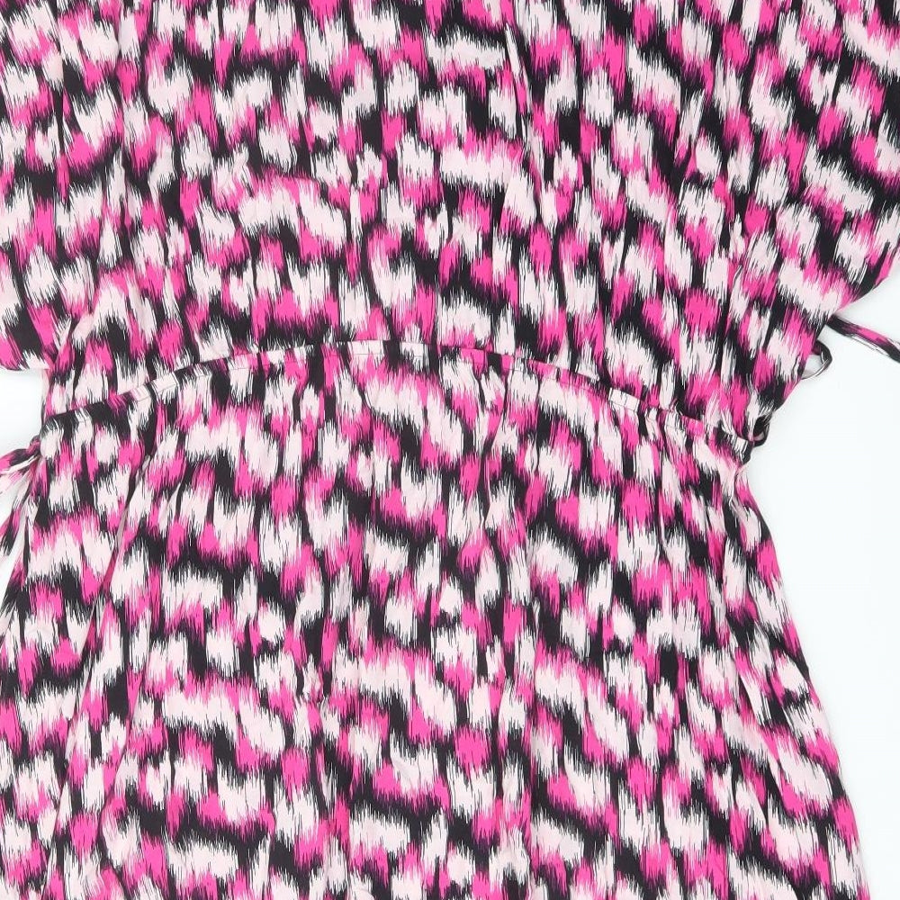Marks & Spencer Womens Pink Geometric Viscose A-Line Size 24 V-Neck Pullover