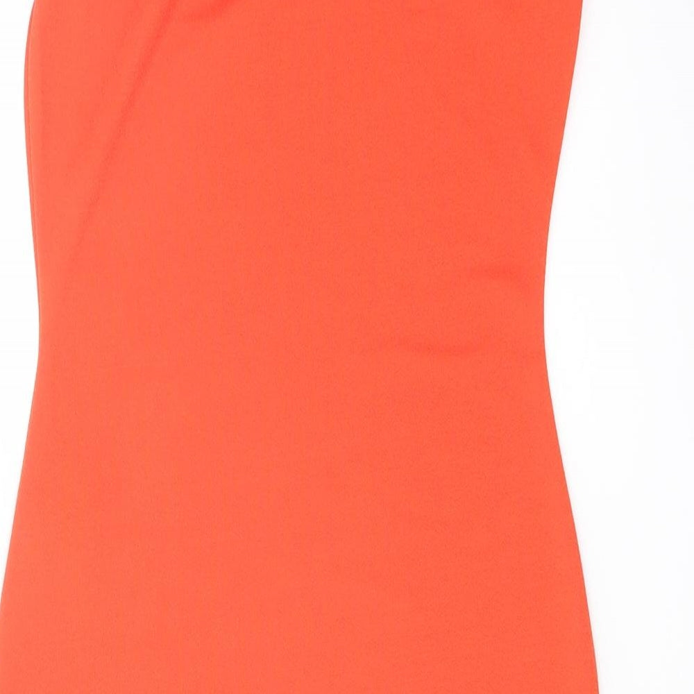 Boohoo Womens Red Polyester Bodycon Size 6 Square Neck Pullover