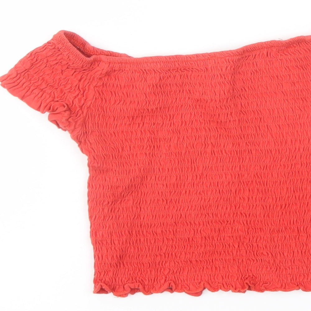 Terranova Womens Red Cotton Cropped Tank Size S Off the Shoulder