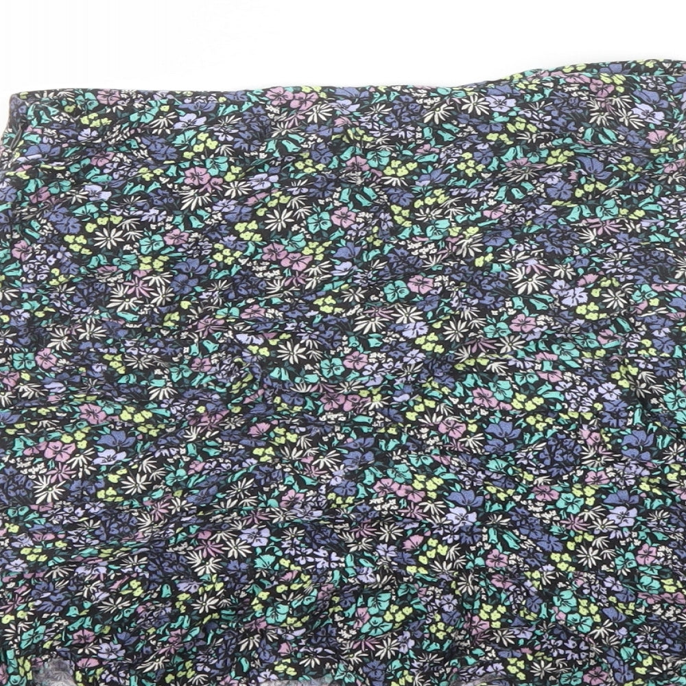 Marks & Spencer Girls Multicoloured Floral Viscose Flare Skirt Size 12-13 Years Regular Zip
