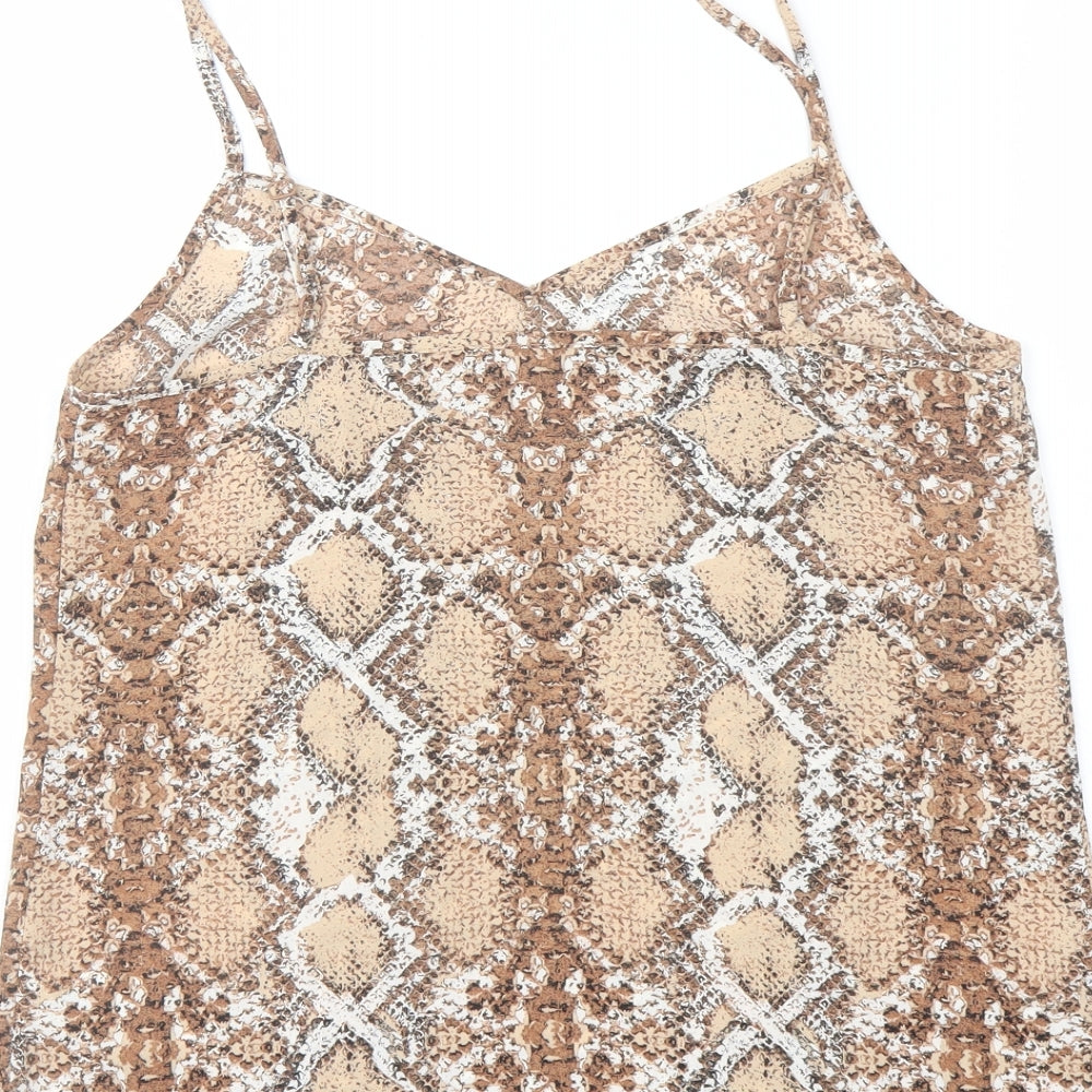 Marks & Spencer Womens Beige Animal Print Polyester Camisole Tank Size 8 Sweetheart