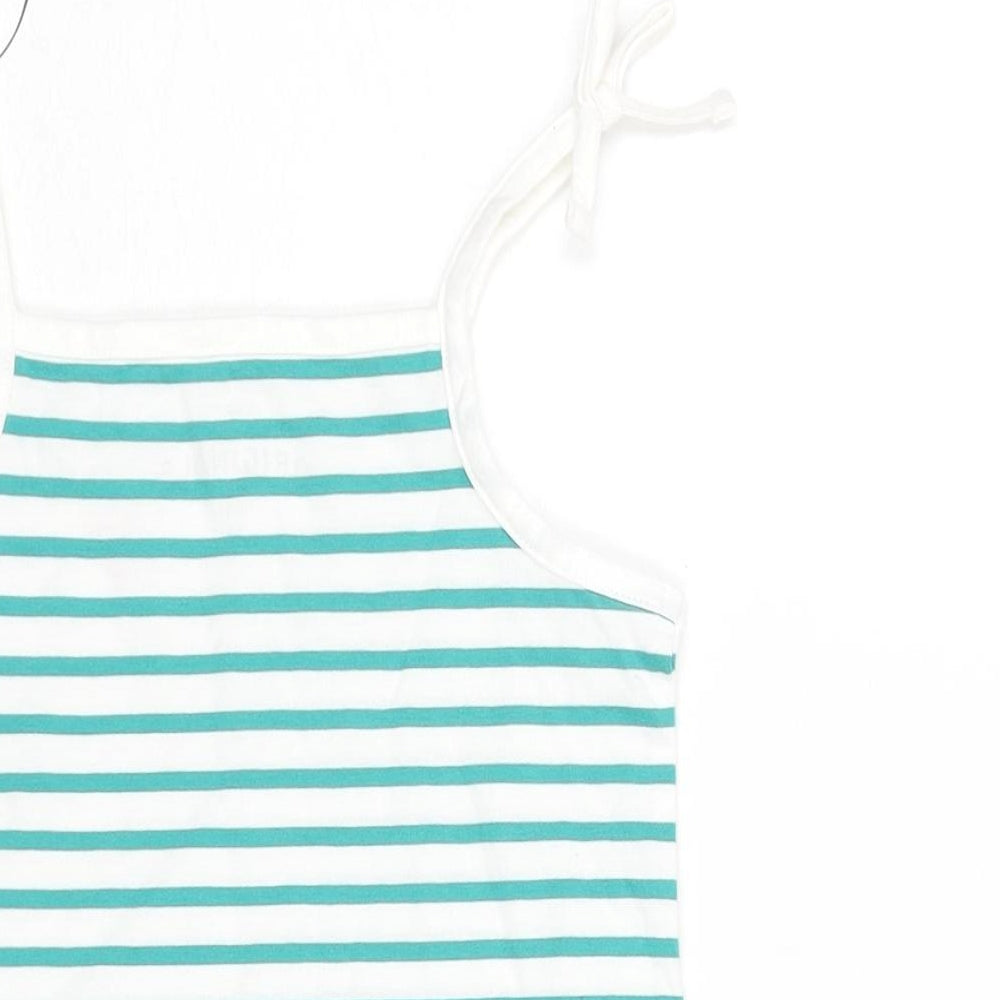 Marks & Spencer Girls Gold Striped Cotton Basic Tank Size 3-4 Years Square Neck Pullover - Embroidered Heart