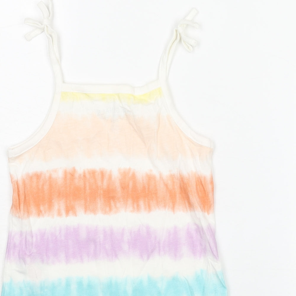 Marks & Spencer Girls Multicoloured Striped Cotton Basic Tank Size 4-5 Years Square Neck Pullover