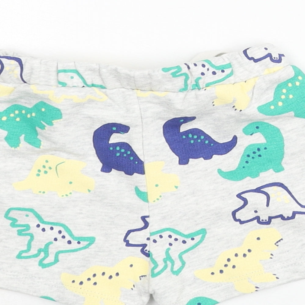 Marks & Spencer Boys Multicoloured Geometric Cotton Cropped Trousers Size 3-6 Months Drawstring - Dinosaur Print