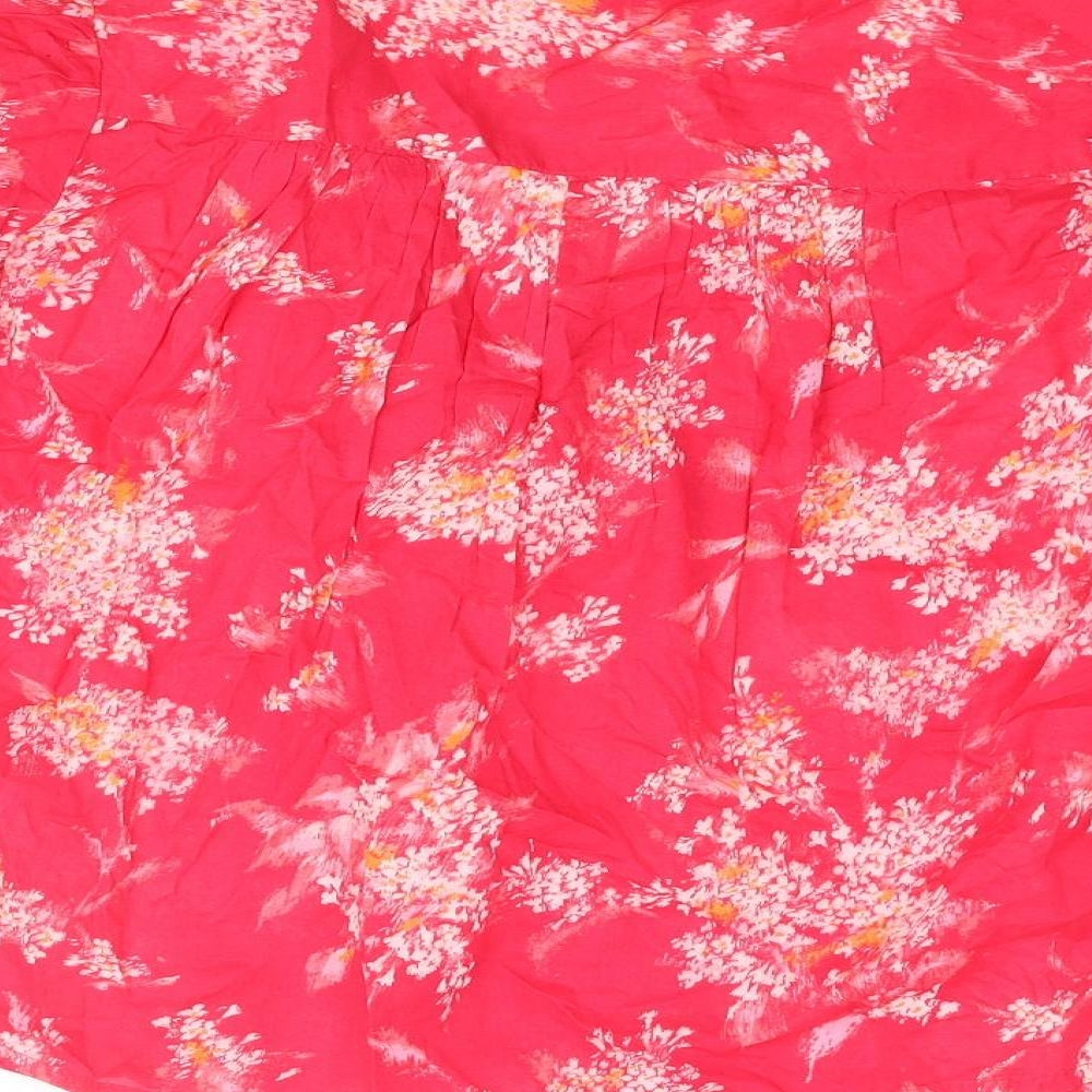 Per Una Womens Pink Floral Cotton Basic Blouse Size XS V-Neck