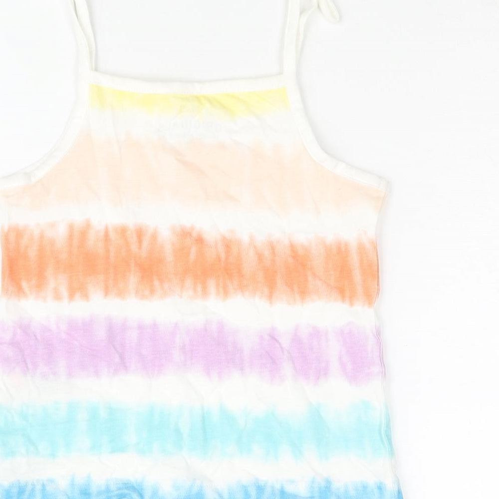 Marks & Spencer Girls Multicoloured Striped Cotton Basic Tank Size 4-5 Years Square Neck Pullover