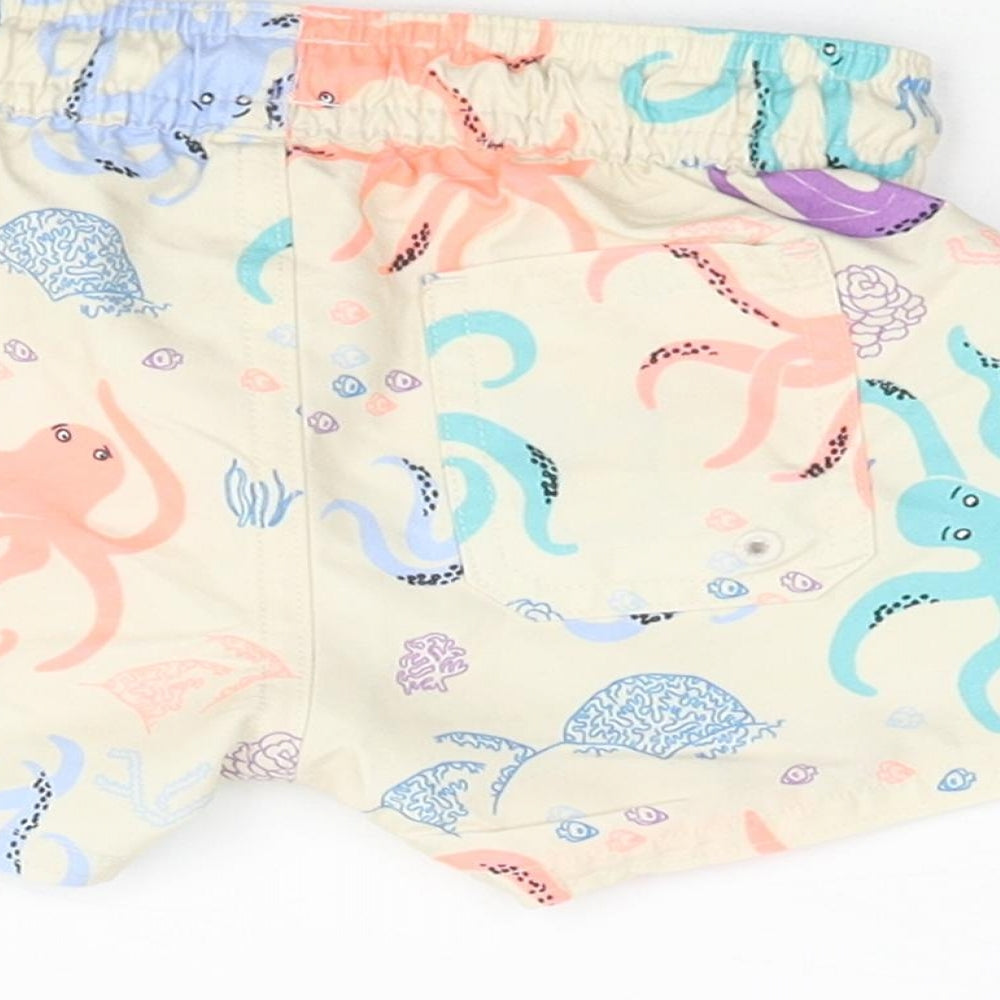 Marks & Spencer Boys Multicoloured Geometric Polyester Cropped Trousers Size 0-3 Months Drawstring - Swim Shorts Octopus Print