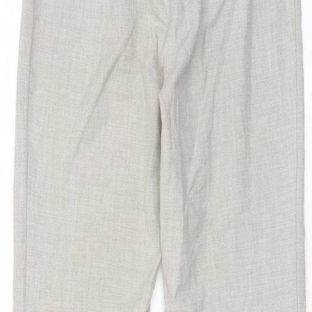 Essentials Womens Beige Polyester Trousers Size 10 L27 in Regular Hook & Eye - Embroidered