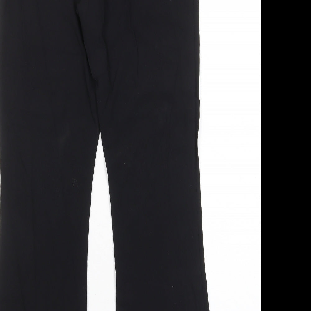 Hennes Womens Black Viscose Capri Trousers Size 10 L24 in Regular Zip - Tassled