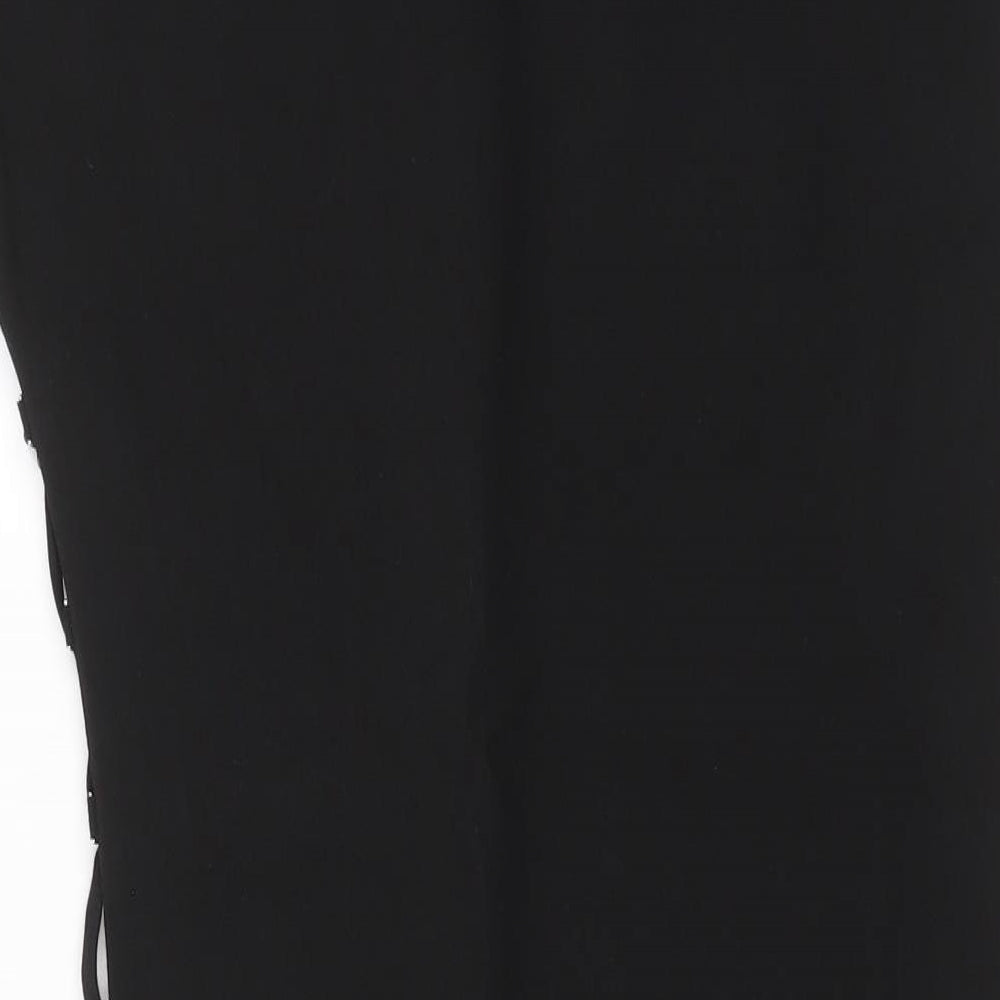 Zara Womens Black Polyester Straight & Pencil Skirt Size S Zip - Side cut out