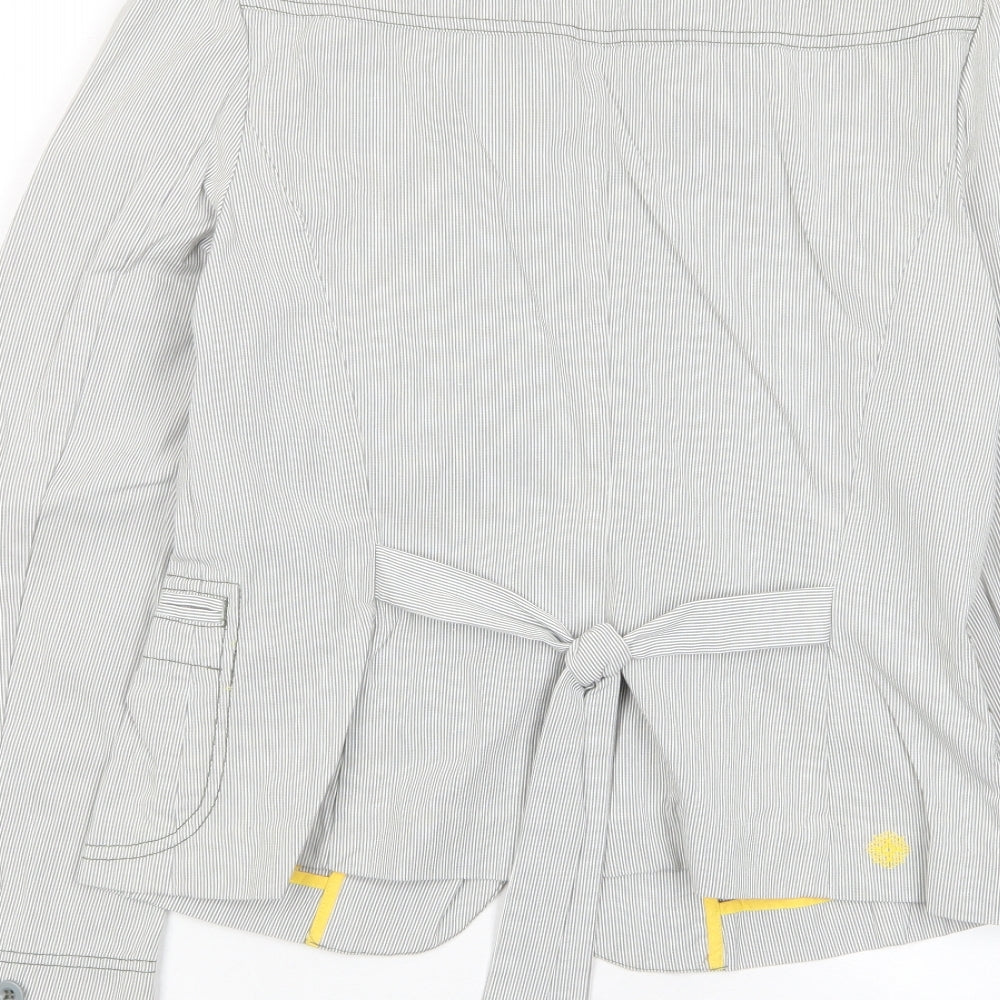 NEXT Womens Grey Striped Biker Jacket Size 12 Button - Pockets, Pleated