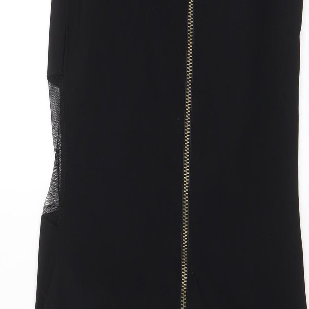 New Look Womens Black Viscose A-Line Size 10 Crew Neck Zip