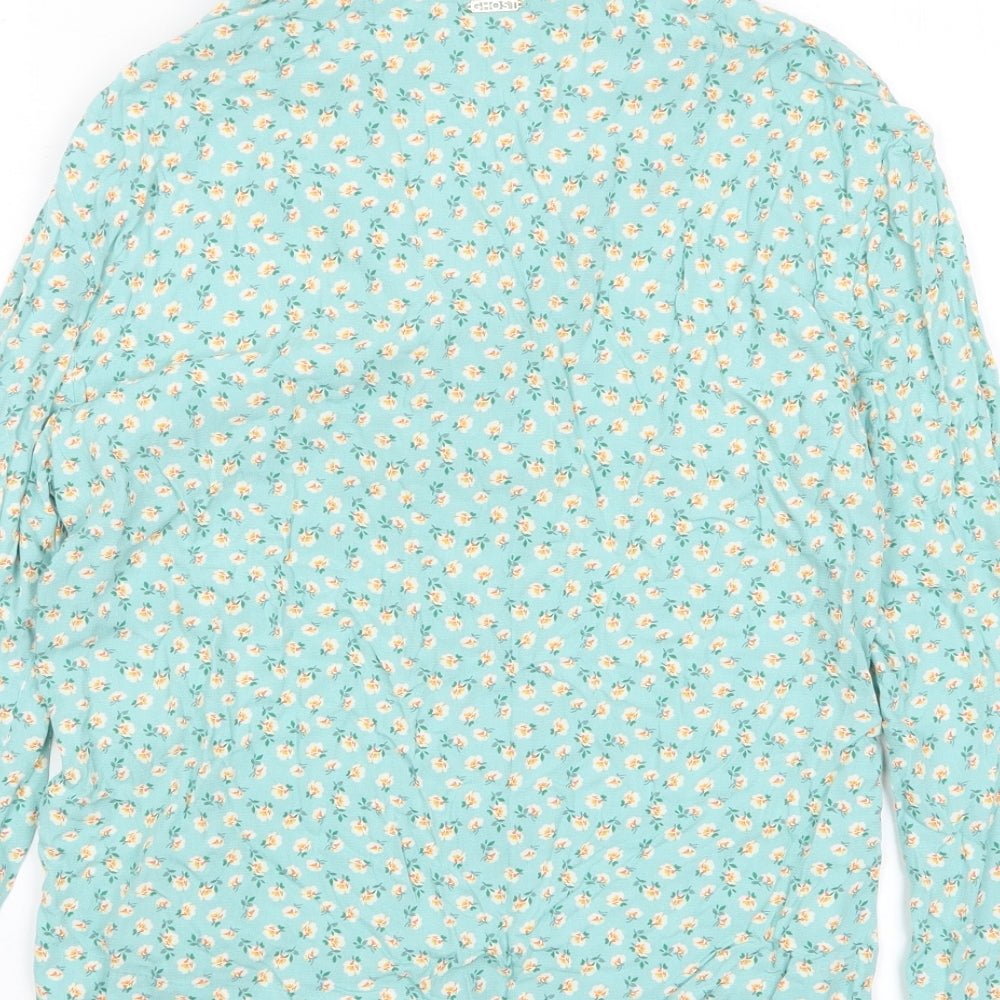 Marks & Spencer Womens Blue Floral Viscose Top Pyjama Top Size 6 Button