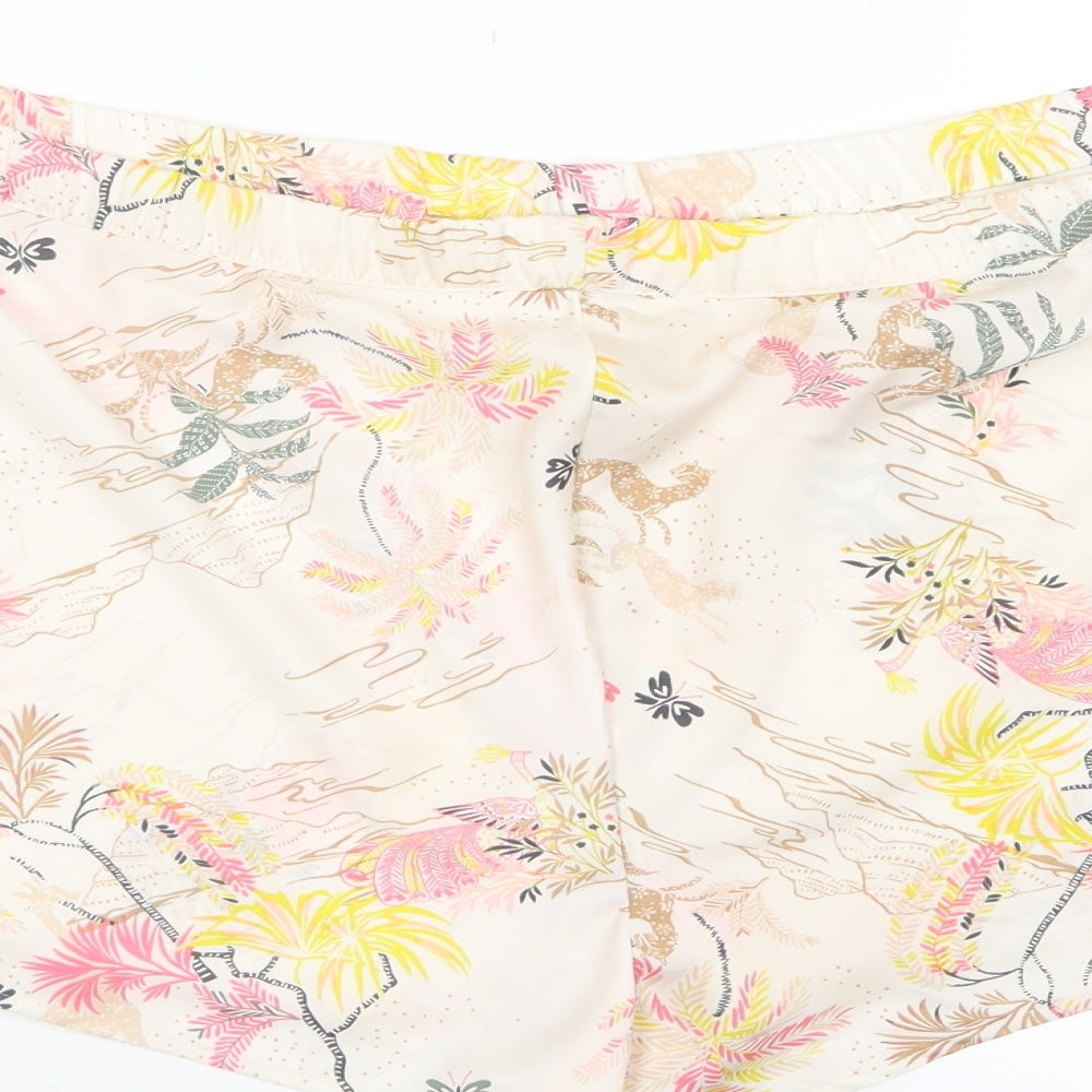 Marks & Spencer Womens Pink Floral Polyester Top Sleep Shorts Size 22 - Elasticated waist