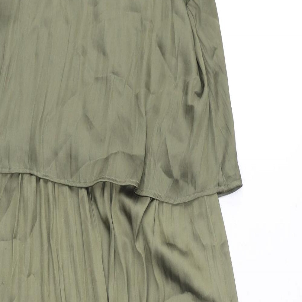 H&M Womens Green Polyester Maxi Size 10 V-Neck Pullover