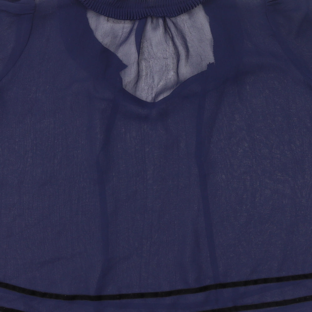 Pins & Needles Womens Blue Polyester Basic Blouse Size S V-Neck - Sheer