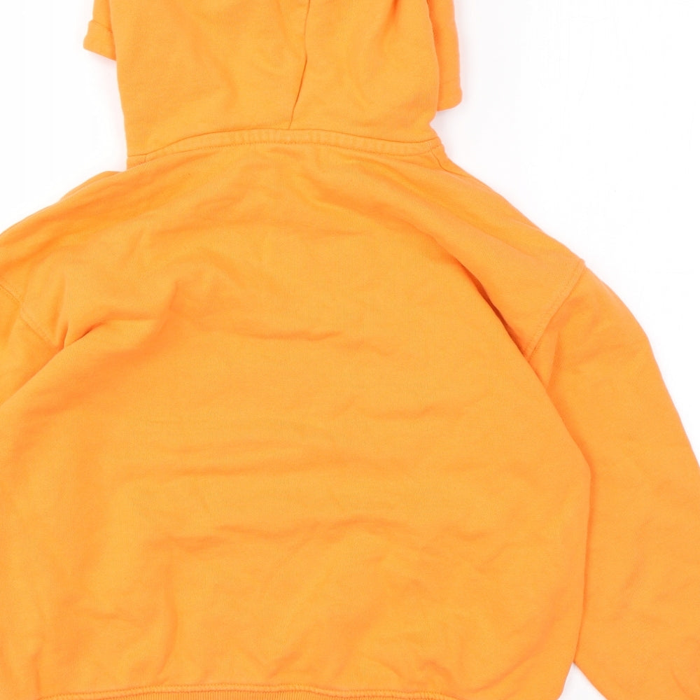 Zara Womens Orange Cotton Pullover Hoodie Size 10 Pullover
