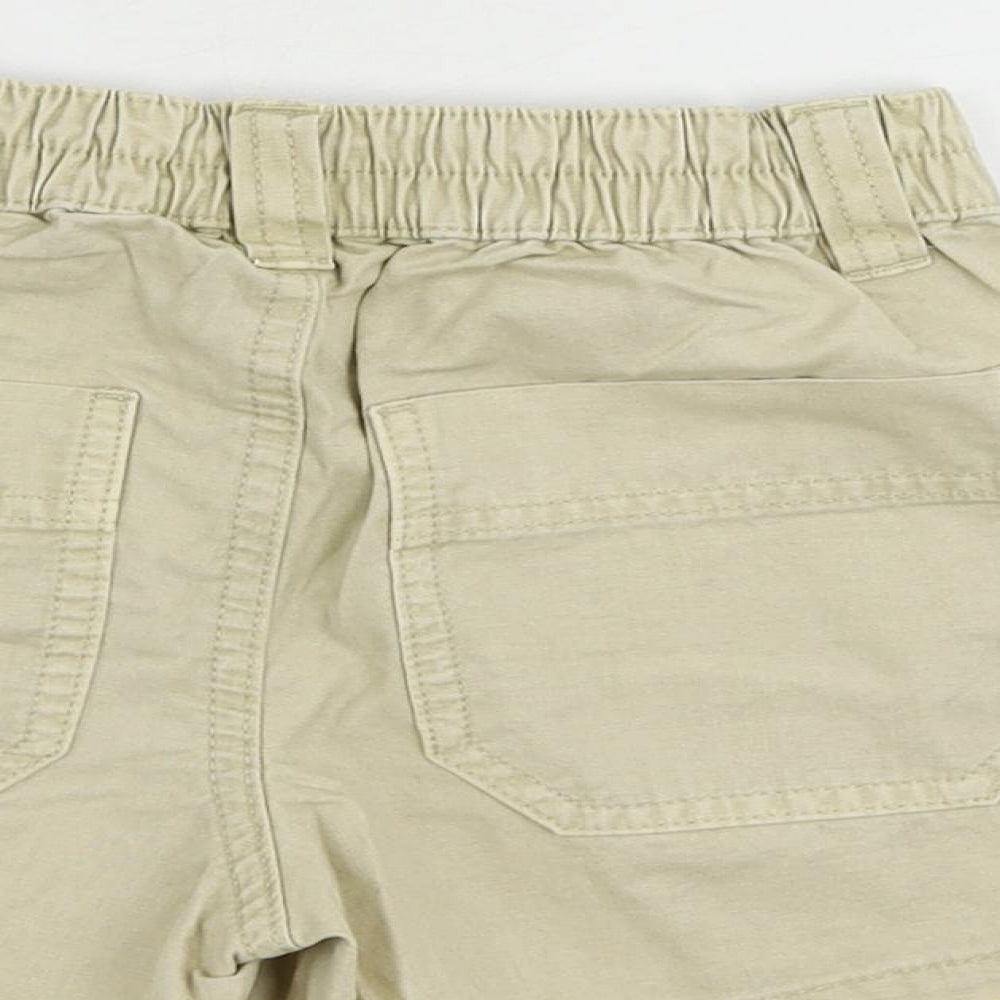 Marks & Spencer Girls Beige Cotton Chino Shorts Size 6-7 Years Regular Zip - Pockets