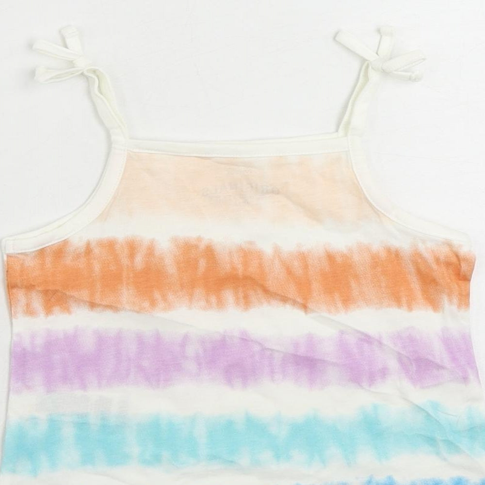 Marks & Spencer Girls Multicoloured Striped Cotton Camisole Tank Size 2-3 Years Square Neck Pullover