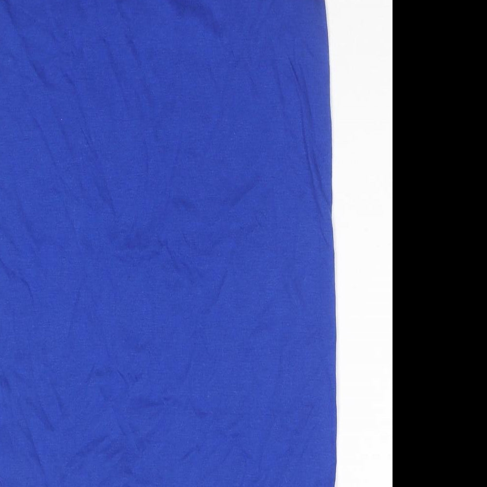 New Look Womens Blue Polyester Basic Tank Size 8 Round Neck - Tie Detail, Embraided Detail