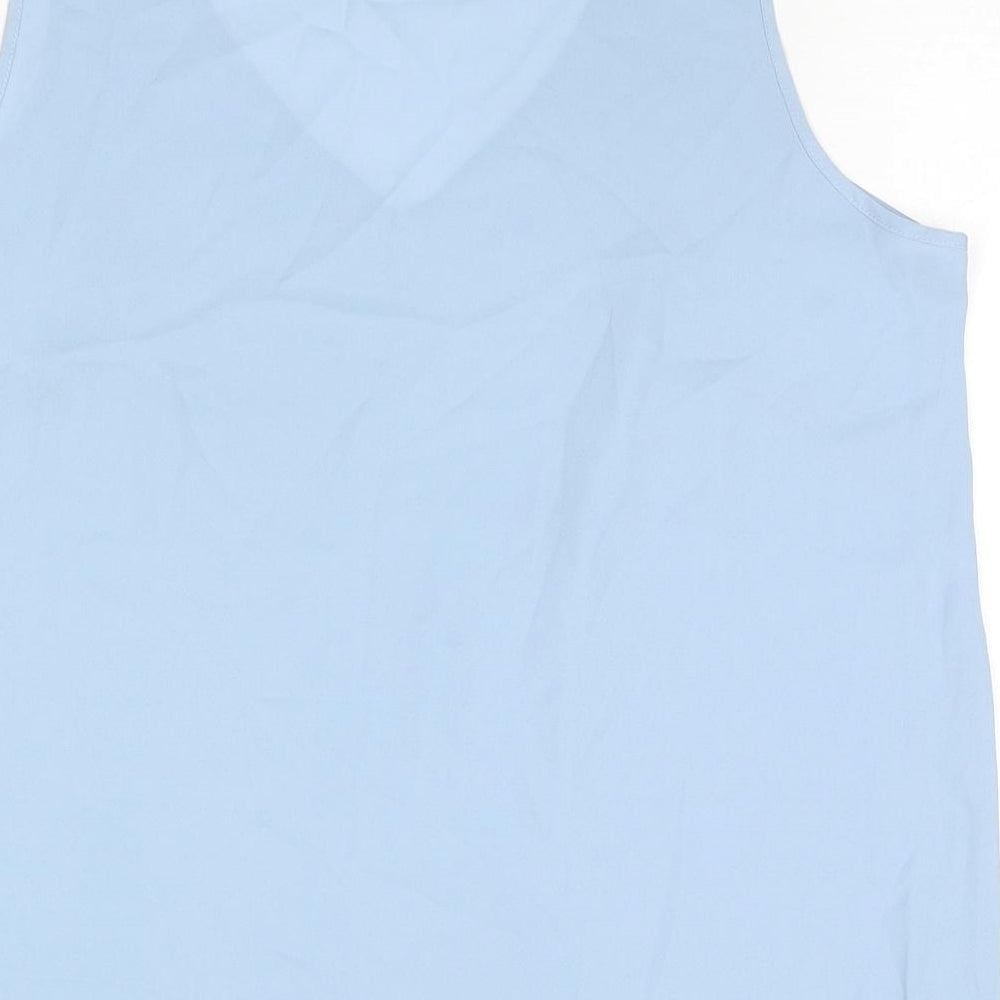 Marks & Spencer Womens Blue Polyester Basic Tank Size 14 V-Neck