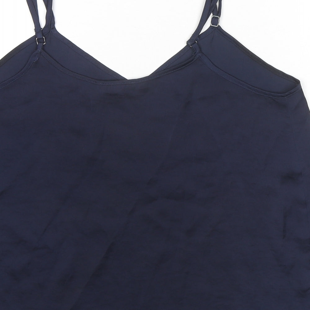 River Island Womens Blue Polyester Camisole Tank Size 10 V-Neck