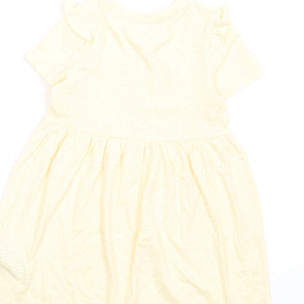 Marks & Spencer Girls Yellow Polyester Fit & Flare Size 2-3 Years Round Neck Pullover
